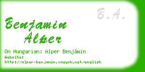 benjamin alper business card